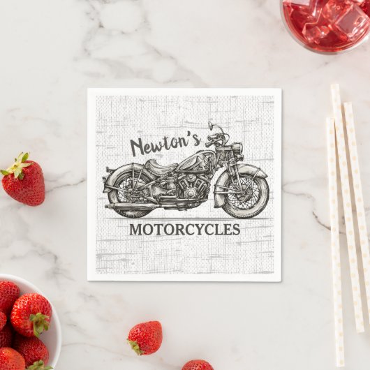 ヴィンテージパーソナライズされた車名バイクもしくは自転車に乗る人車庫 スタンダードカクテルナプキン (インサイチュ)