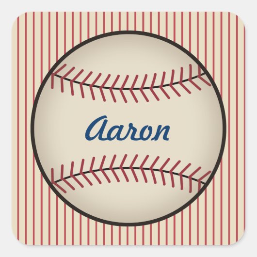 ヴィンテージパーソナライズされた野球のシール スクエアシール (正面)