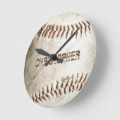 ヴィンテージパーソナライズされた野球 ラウンド壁時計 (傾斜)