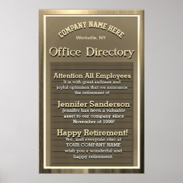 ヴィンテージパーソナライズされた金ゴールドサイン退職金 ポスター