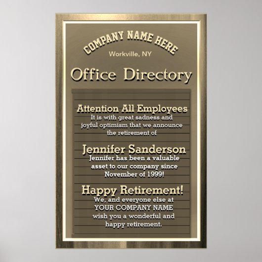 ヴィンテージパーソナライズされた金ゴールドサイン退職金 ポスター (正面)