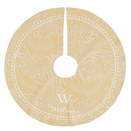 ヴィンテージパーソナライズされた金ゴールドヒラメ花柄 ブラッシュドポリエステルツリースカート (正面)