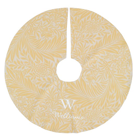 ヴィンテージパーソナライズされた金ゴールドヒラメ花柄 ブラッシュドポリエステルツリースカート (正面)