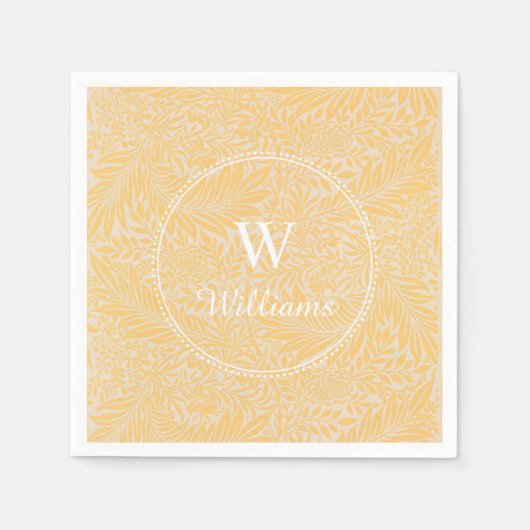 ヴィンテージパーソナライズされた金ゴールドヒラメ花 スタンダードカクテルナプキン (正面)