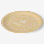 ヴィンテージパーソナライズされた金ゴールドヒラメ花 ペーパープレート (アングル)