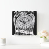ヴィンテージパーソナライズされた銀 スクエア壁時計 (ホーム)