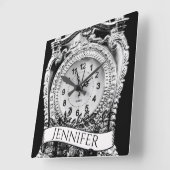 ヴィンテージパーソナライズされた銀 スクエア壁時計 (傾斜)