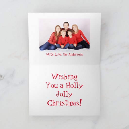 ヴィンテージパーソナライズされた雪だるまクリスマスカード サンキューカード (内部)