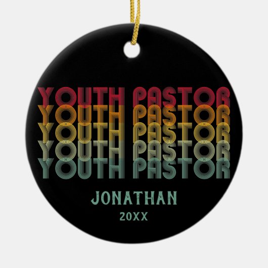 ヴィンテージパーソナライズされた青年牧師 セラミックオーナメント (正面)