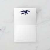 ヴィンテージパーソナライズされた飛結婚行機 サンキューカード (内部)