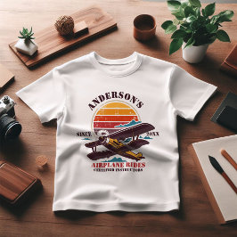 ヴィンテージパーソナライズされた飛行機パイロットレトロ学院 Tシャツ