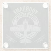 ヴィンテージパーソナライズされた飛行機パイロット飛んでいる学院 ガラスコースター (裏面)