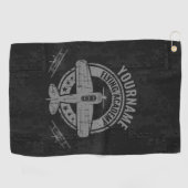 ヴィンテージパーソナライズされた飛行機パイロット飛んでいる学院 ゴルフタオル (横)