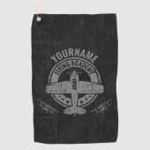 ヴィンテージパーソナライズされた飛行機パイロット飛んでいる学院 ゴルフタオル (正面)