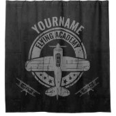 ヴィンテージパーソナライズされた飛行機パイロット飛んでいる学院 シャワーカーテン (正面)