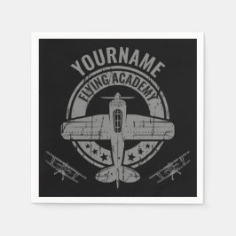 ヴィンテージパーソナライズされた飛行機パイロット飛んでいる学院 スタンダードカクテルナプキン