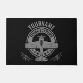 ヴィンテージパーソナライズされた飛行機パイロット飛んでいる学院 ドアマット (正面)