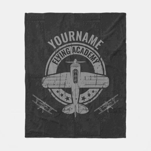 ヴィンテージパーソナライズされた飛行機パイロット飛んでいる学院 フリースブランケット (正面)
