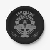 ヴィンテージパーソナライズされた飛行機パイロット飛んでいる学院 ペーパープレート (正面)