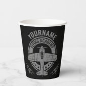 ヴィンテージパーソナライズされた飛行機パイロット飛んでいる学院 紙コップ (正面)