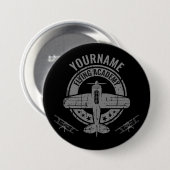 ヴィンテージパーソナライズされた飛行機パイロット飛んでいる学院 缶バッジ (正面&裏面)