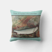 ヴィンテージパーソナライズされた魚釣りトラウト水カラースロ クッション (裏面)