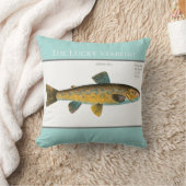 ヴィンテージパーソナライズされた魚釣りトラウト水カラー クッション (ブランケット)