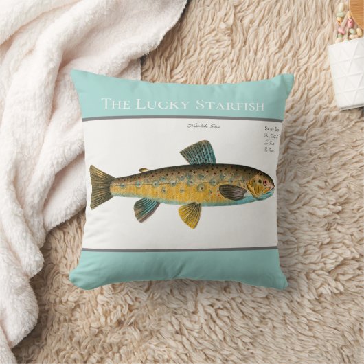 ヴィンテージパーソナライズされた魚釣りトラウト水カラー クッション (ブランケット)