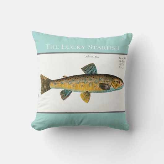 ヴィンテージパーソナライズされた魚釣りトラウト水カラー クッション (正面)