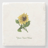 ヴィンテージパーソナライズされた黄色ひまわり ストーンコースター (正面)