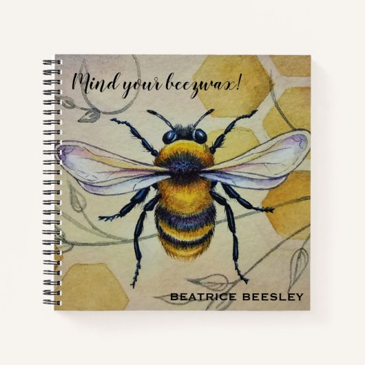 ヴィンテージパーソナライズされた・ビーNo.1とハニカムアート ノートブック (正面)