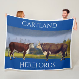 ヴィンテージパーソナライズされた·ヘレフォード·コウ·アンド·ブル フリースブランケット