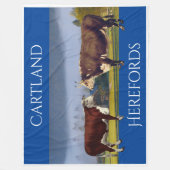 ヴィンテージパーソナライズされた·ヘレフォード·コウ·アンド·ブル フリースブランケット (正面)