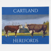 ヴィンテージパーソナライズされた·ヘレフォード·コウ·アンド·ブル フリースブランケット (正面(横))