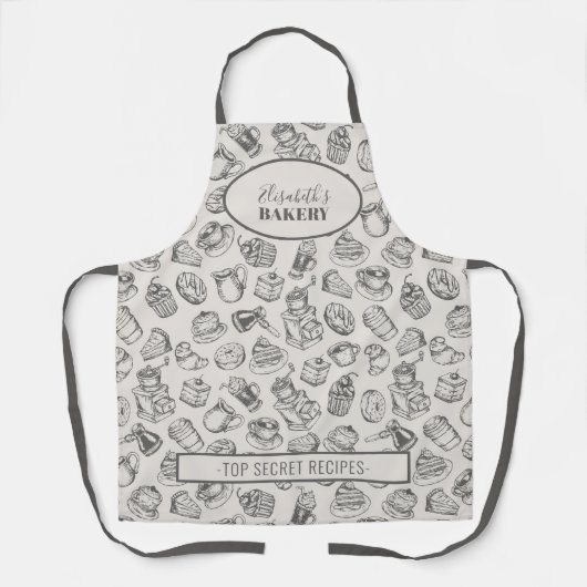 ヴィンテージパーソナライズされたcookies pattern nameベーキングa エプロン (正面)