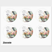 ヴィンテージパーソナライズされたPRAMベビーシャワー ラウンドシール (シート)