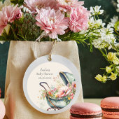 ヴィンテージパーソナライズされたPRAMベビーシャワー ラウンドシール