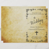 ヴィンテージパーチメントカトリック結婚式 プログラム (正面/裏面)