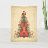 ヴィンテージパーチメントクリスマスミュージックとチェロ シーズンカード (裏面)