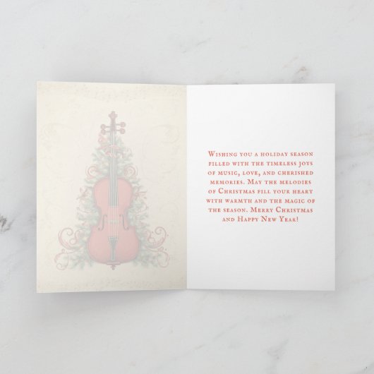 ヴィンテージパーチメントクリスマスミュージックとチェロ シーズンカード (内部)