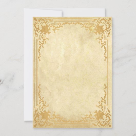 ヴィンテージパーチメントフェイク金ゴールド華美エレガントな結婚式 招待状 (裏面)