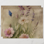 ヴィンテージパーチメントフローラ紙 (正面/裏面)