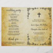 ヴィンテージパーチメントホリーマトリモニー結婚式 プログラム (正面)