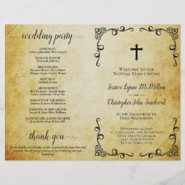 ヴィンテージパーチメントホリーマトリモニー結婚式 プログラム