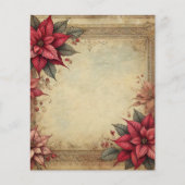ヴィンテージパーチメントポインセティシアフレームスクラップブック紙 (正面)
