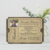 ヴィンテージパーチメント卒業チケット招待状 招待状 (スタンド正面)