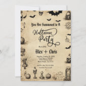 ヴィンテージパーチメント大人ゴシックハローウィンパーティ 招待状 (正面)