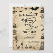 ヴィンテージパーチメント大人ゴシックハローウィンパーティ 招待状 (正面)