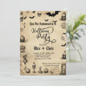 ヴィンテージパーチメント大人ゴシックハローウィンパーティ 招待状 (スタンド正面)