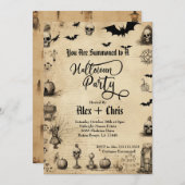 ヴィンテージパーチメント大人ゴシックハローウィンパーティ 招待状 (正面/裏面)